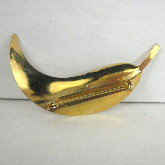 Feather Goldtone Brooch Pin Vintage Circa 1960 Bird MOD Modern - Picture 4 of 4